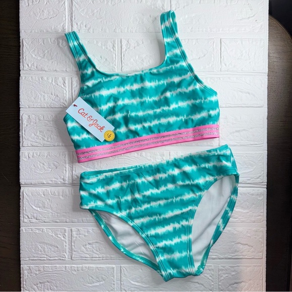 New Cat & Jack Teal and Pink Bikini Swim Set Size XL (14) - Picture 2 of 11